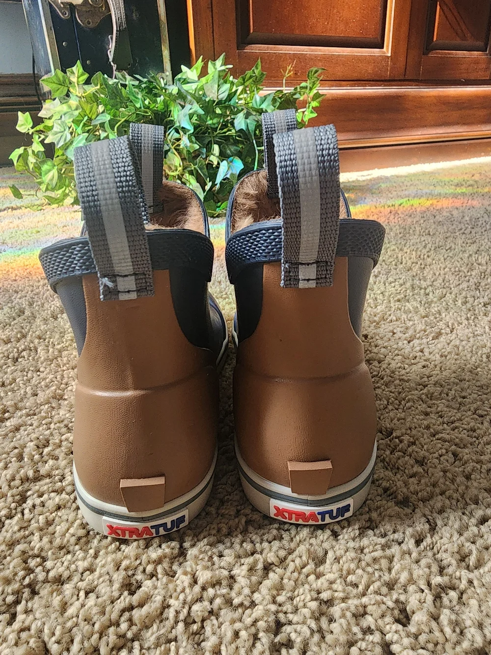 Xtratuf Navy Faux Fur Lined Waterproof Pull-On Boots With Tan Accents - Picture 11 of 11